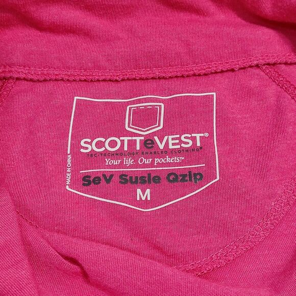 SCOTTeVEST Women's Medium Susie Qzip 1/4 Zip Pullover Pink Hidden Pocket Travel - Picture 7 of 11
